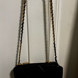 CHANEL Elegant Black Crossbody with Gold Chain